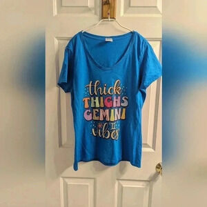 Retro Astrology May June birthday Zodiac sign  Gemini Women's V-Neck Shirt  EUC
